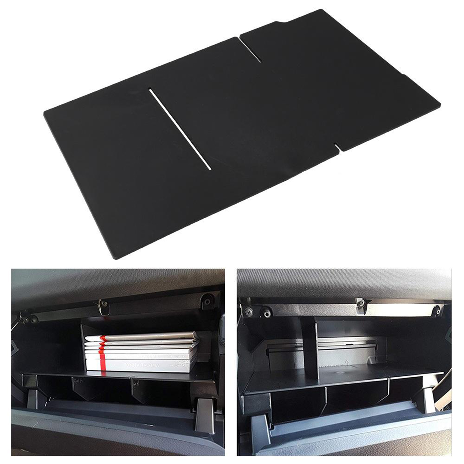 15" Black 384MM Glove Box Insert ABS Organizer Partition for   2016-2021
