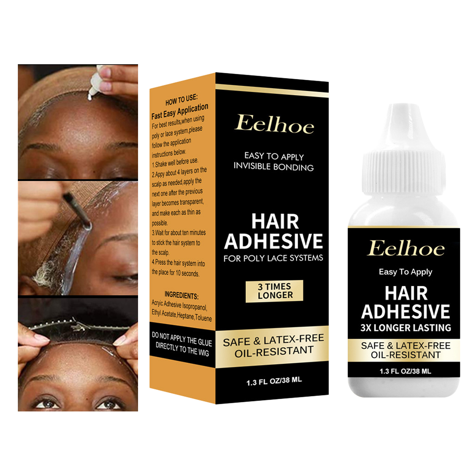 38ml Lace Wig Glue Adhesive Hair Block Invisible Glue Strong Hold Hair Bonding Glue Hair Gel Wig Kits For Tape Toupee Lace Wig