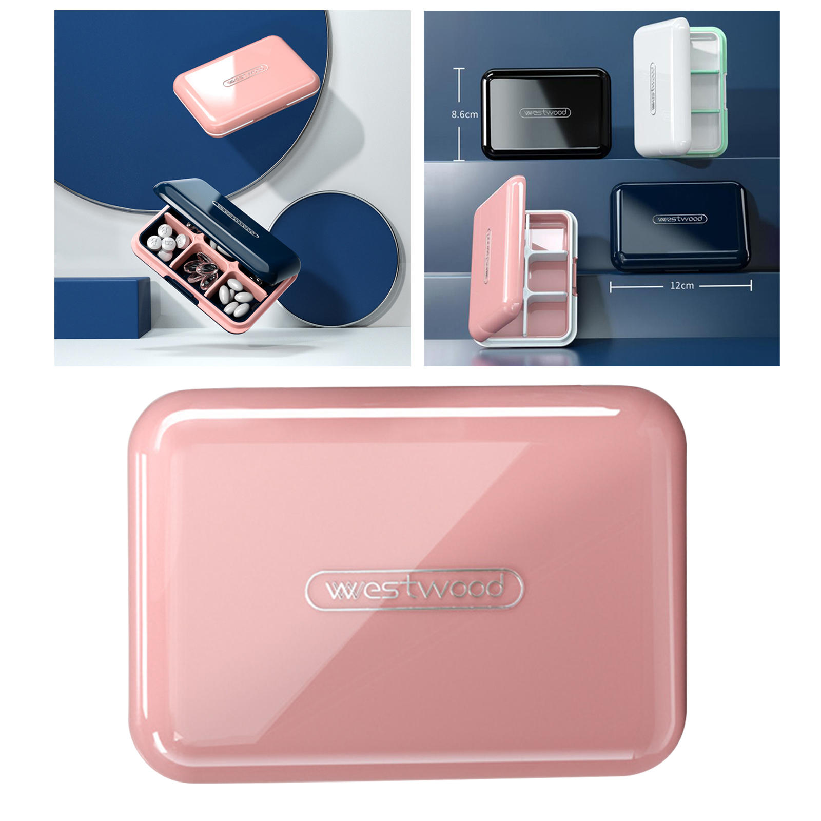 6 Grids Portable Pill Organizer Plastic Moisture Proof Dispenser Medicine Case for Medication Fish Oil Pills