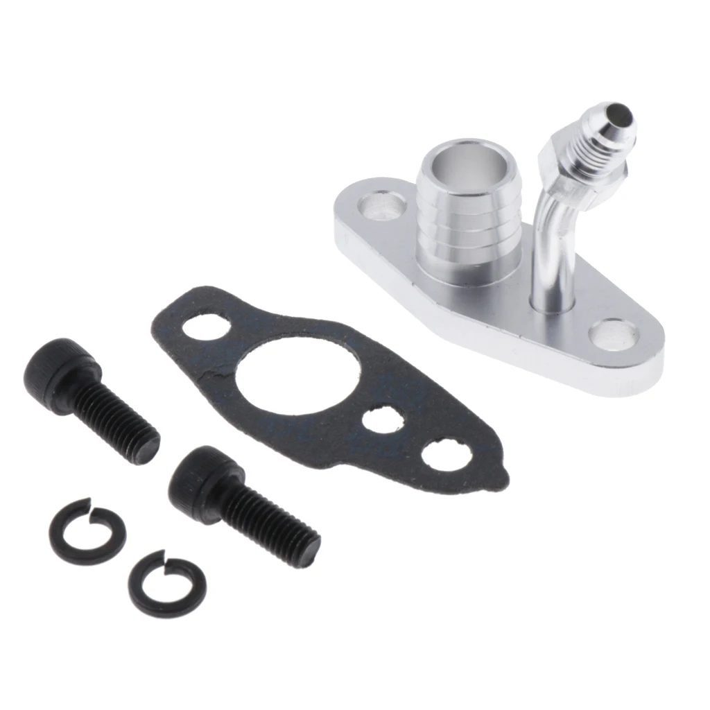 AN4 Fitting Turbo Oil Feed & Return Flange Kit with Gasket & Bolts For TOYOTA CT9/CT12/CT20/CT26 Turbochargers (Silver)