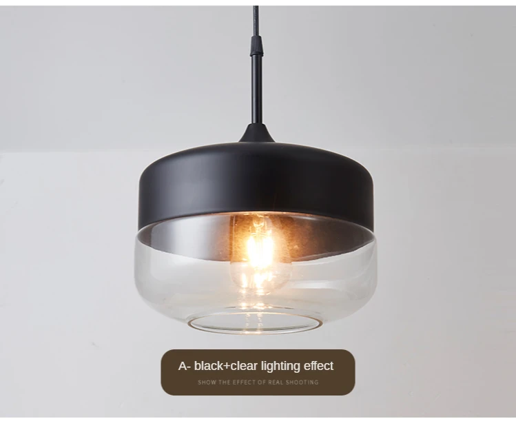 H7932efcb4c93410da049c9f9640b56566 Nordic Pendant Lamp Modern Glass Hanging LED Light Fixtures for Restaurant Living Bedroom Indoor Decoration Luminaire Suspension