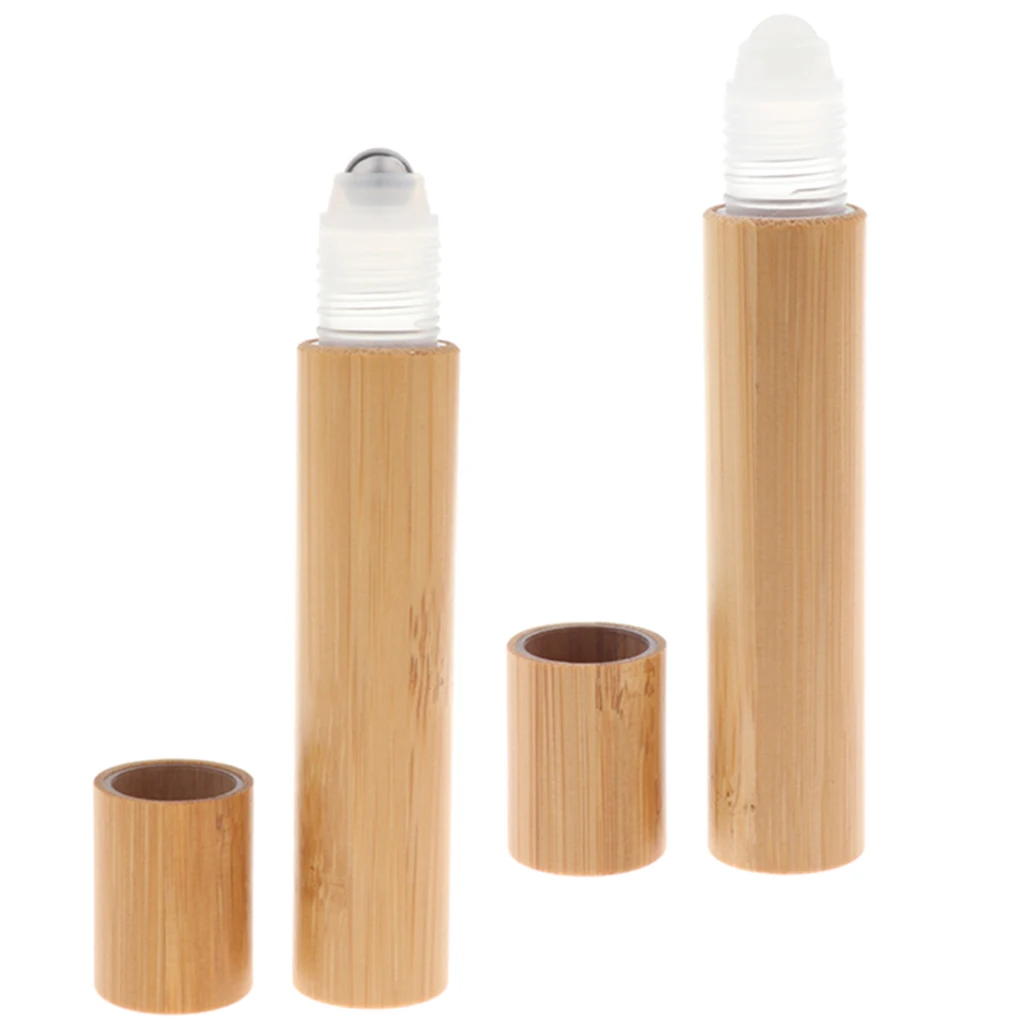 15ml Bamboo Plastic Roll-on Bottles with Plastic/Stainless Steel Roller Balls for Essential Oil Perfume Lip Balms