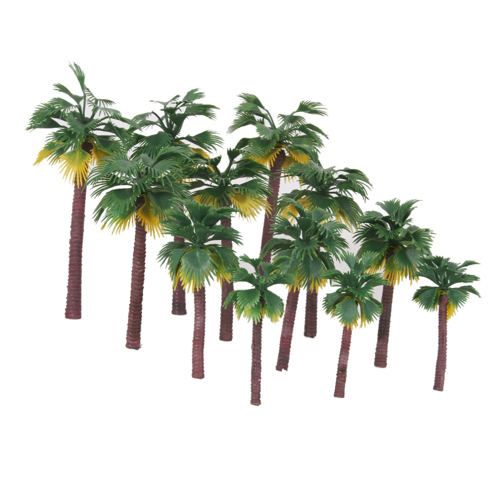 12 Pieces Layout Rainforest Plastic Palm Tree Diorama Landscape HO