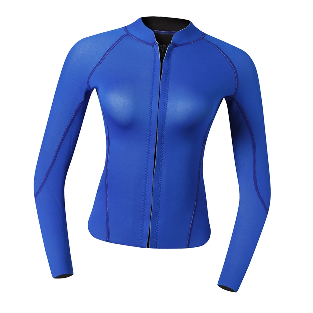 Women Wetsuit 2mm Suit Top Shirt Diving Swimming  Jacket Blue