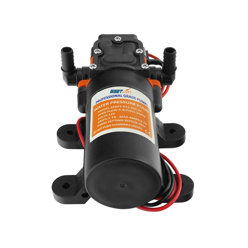 12V DC 1.2 Gallons Per Minute 35 PSI 21-Series Diaphragm Water Pressure Pump for Yacht Boats RV