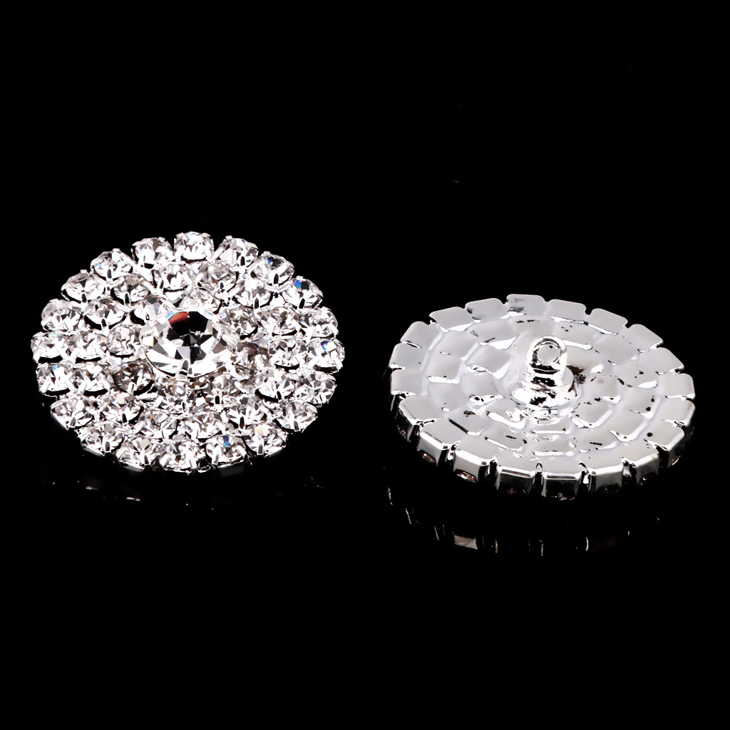 5 Pieces Rhinestone Shank Buttons for Sewing Scrapbooking Decoration Embellishment Silver 21mm