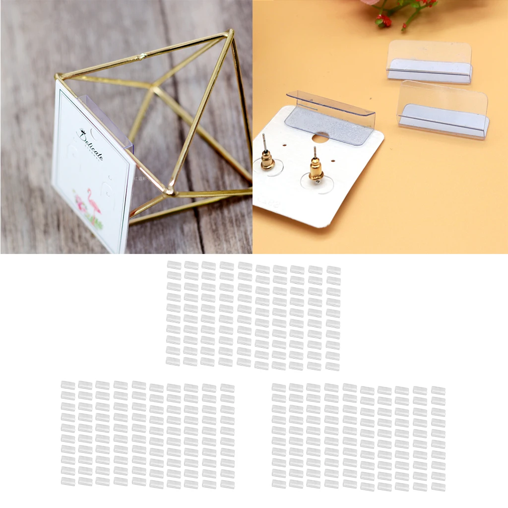 300 Pieces Earring Card Adapter Self-Adhesive Lip Adapter Plastic Lip Hanger for Earring Necklace Card Display (1 x 1.2 inch)	*