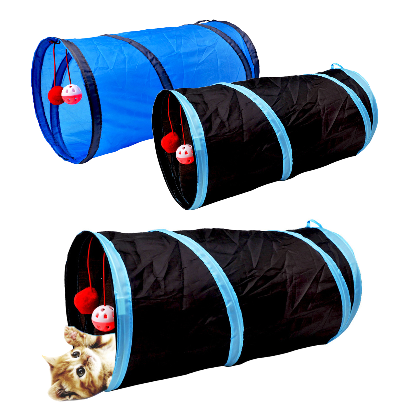 Cat Tunnel Toy Funny Pet Play Tubes Balls Collapsible Crinkle Kitten Toys Puppy Rabbit Play Dog Tunnel Tubes