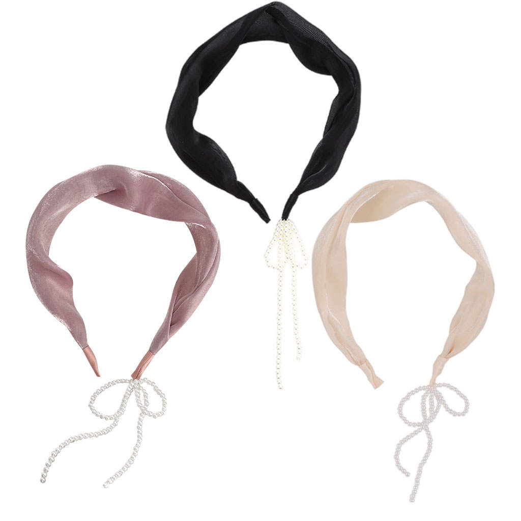 Women Simple Tassel Earring Hairband Imitation Pearl Hair Bezel for Bridal Wedding Party Female Girls