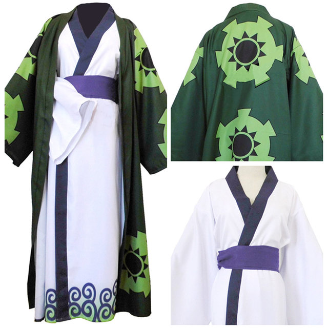 Hot Anime One Piece Zoro Set completo Kimono per adulti Unisex bambini  Halloween Party Cosplay Costume accappatoio con parrucca regalo di capodanno