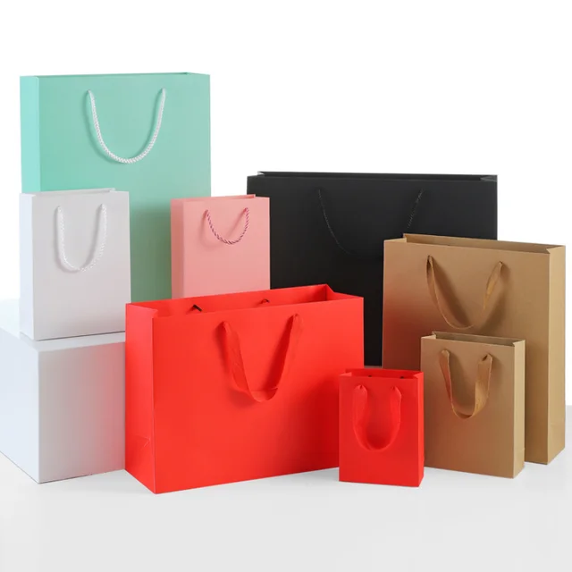 10/30/50pcs DIY Multifunction soft color paper bag with handles Festival  gift bag shopping bags