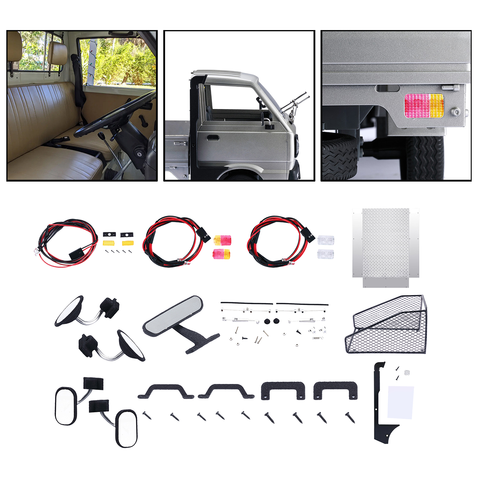 2pcs Car Rearview Mirror For WPL D12 RC Truck Trunk Model Kids Toys
