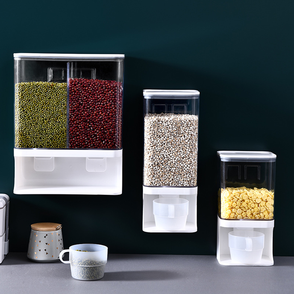 Countertop Rice Bucket Grain Dispenser Dry Food Storage Container