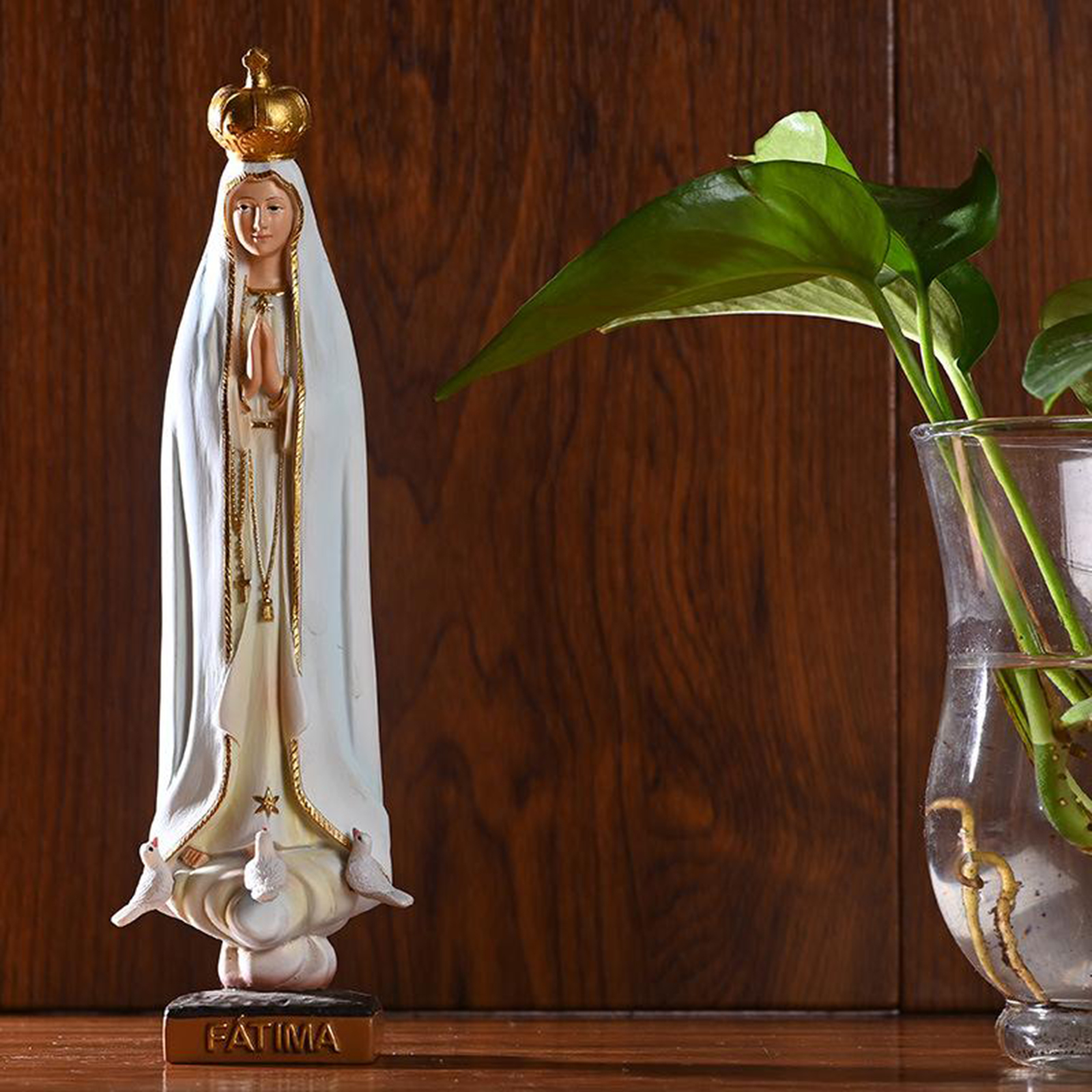 Virgin Mary Figurine Statue, Catholic Religious Decoration,Home Decorative Ornaments, Painted Resin Art Crafts Church Ornaments