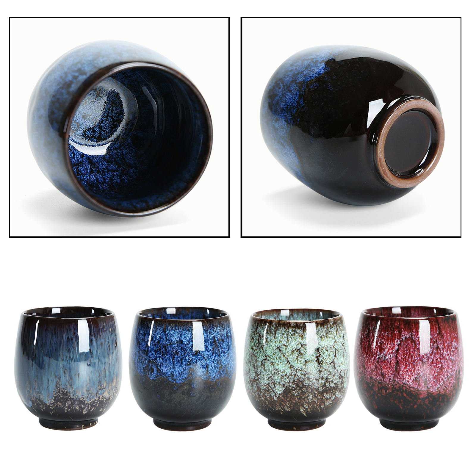 Handmade Kiln Change Large Capacity Traditional Oriental Pottery Glazed Chinese Tea Cup Tea Cups Cup for Gifts Restaurant Cafe