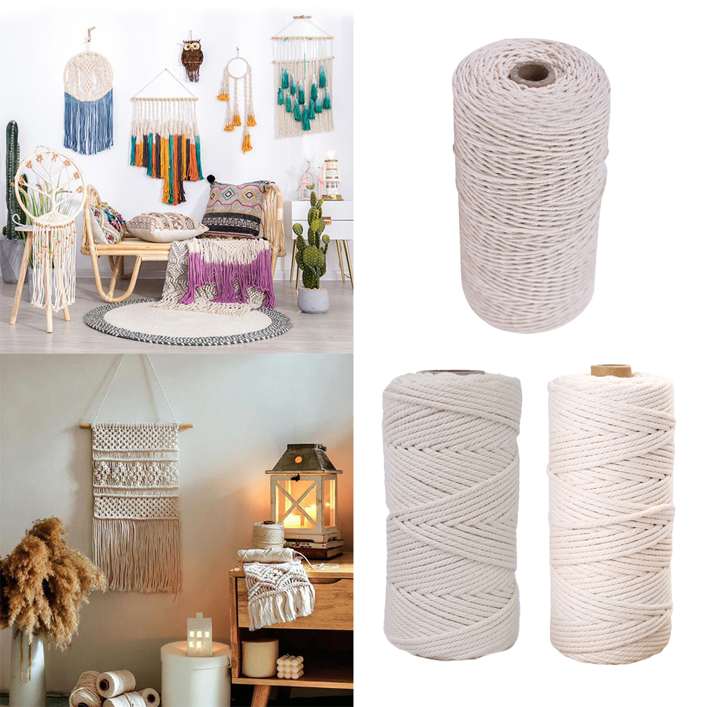 3mm 4mm 5mm Macrame Rope Twisted String Cotton Cord For Handmade Macrame Artisan Rope Craft Natural Rope DIY Home Wedding Gift