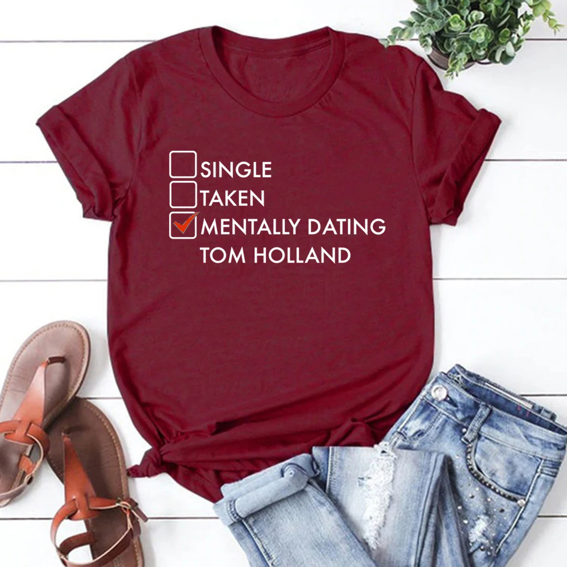 Mentally Dating Tom Holland T-Shirt Summer Short Sleeve Crewneck Casual T Shirt Fashion Shirts for Fans Men Women Tshirts Tops vintage graphic tees