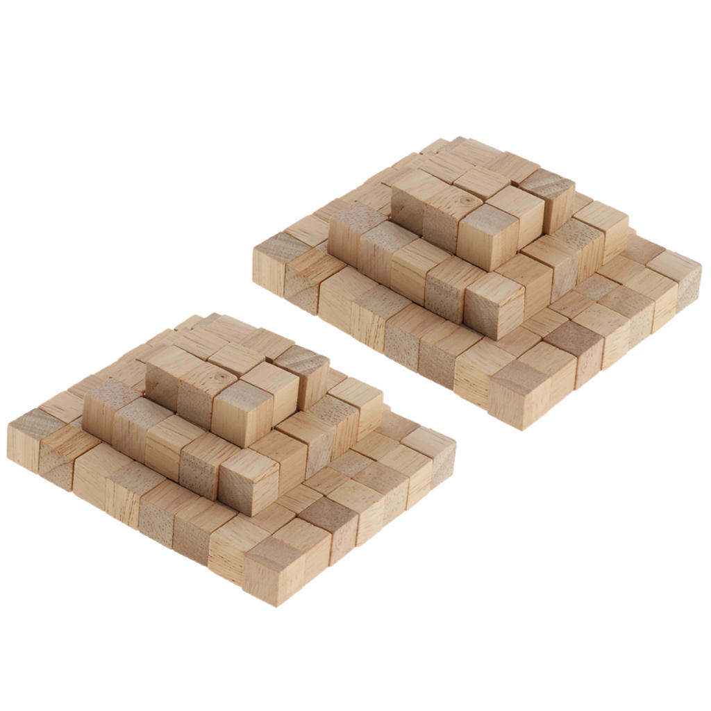 Pack of 200 Wood Unfinished Building Blocks Cubes Set Kids DIY Projects Toy