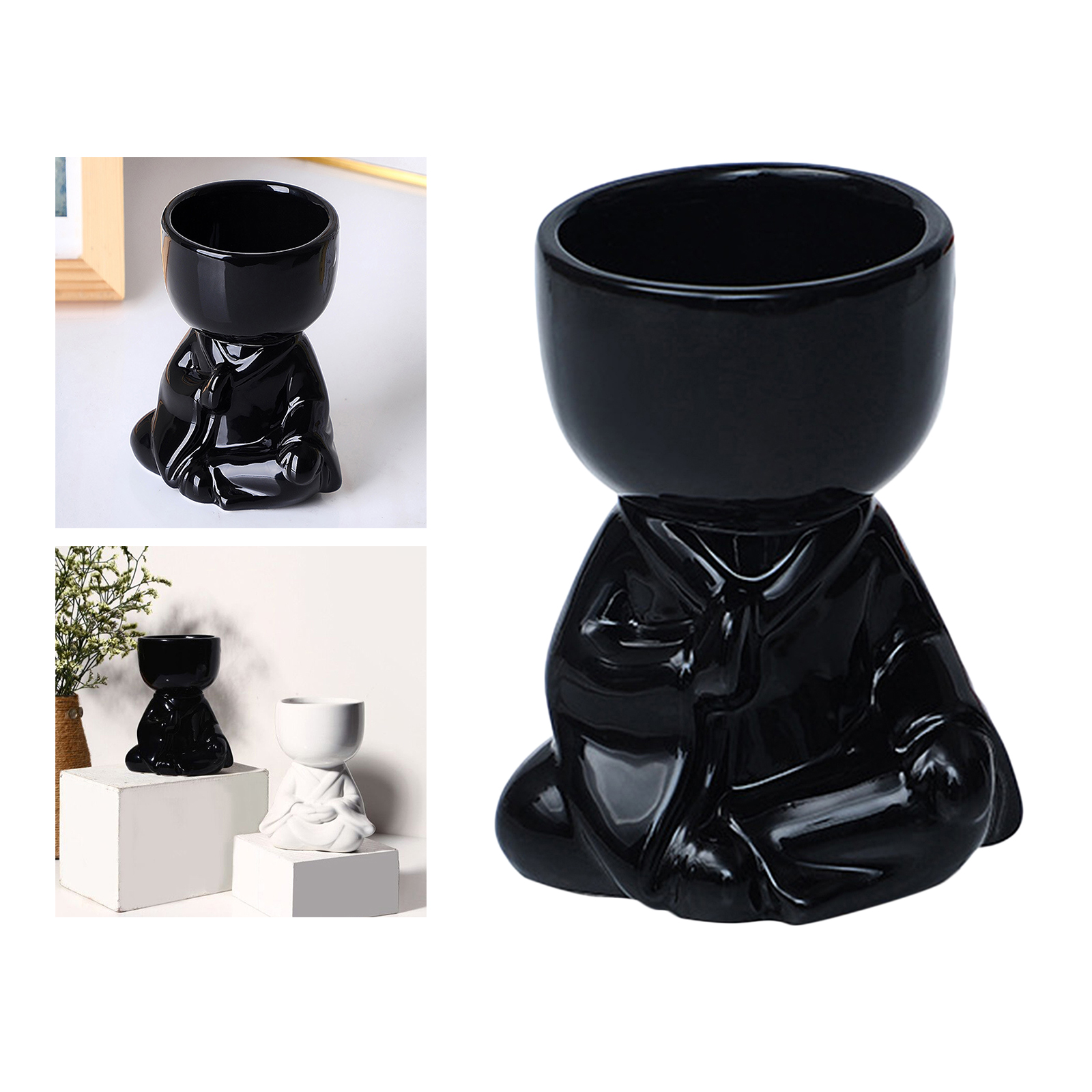 Ceramic Succulent Plants Pot Planter Bonsai for Indoor Office (Little Monk)