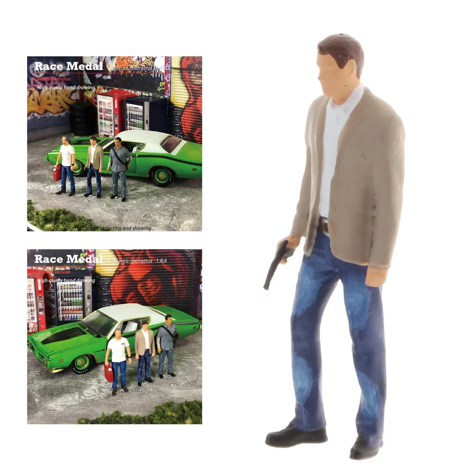 Tiny Character Diorama Hand Painted Figure People Cool Man Road Park Layout for  Desktop Decoration