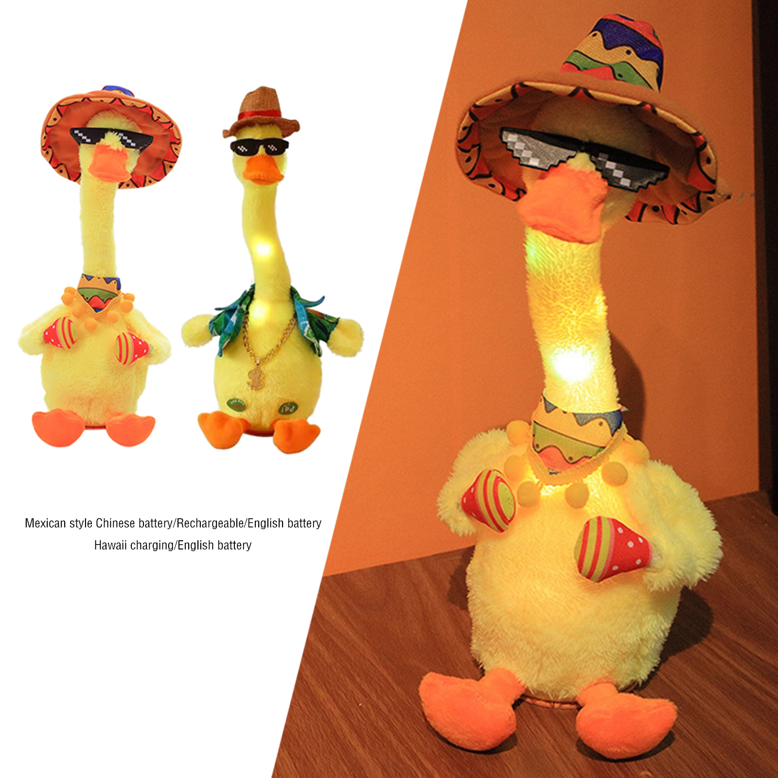 Adorable Dancing Duck Plush Toy Stuffed Animal Record and Speak Duck Doll