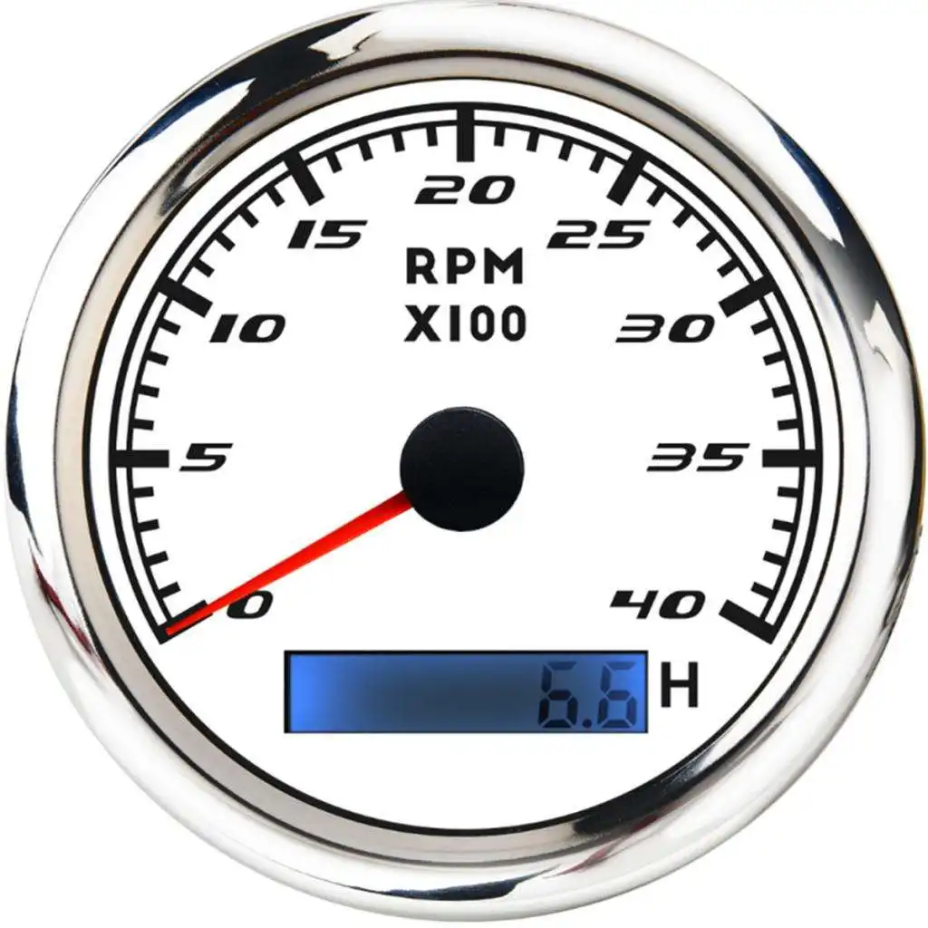 4000 RPM 85mm Marine Boat Tachometer Gauge Tacho Meter LCD Hourmeter