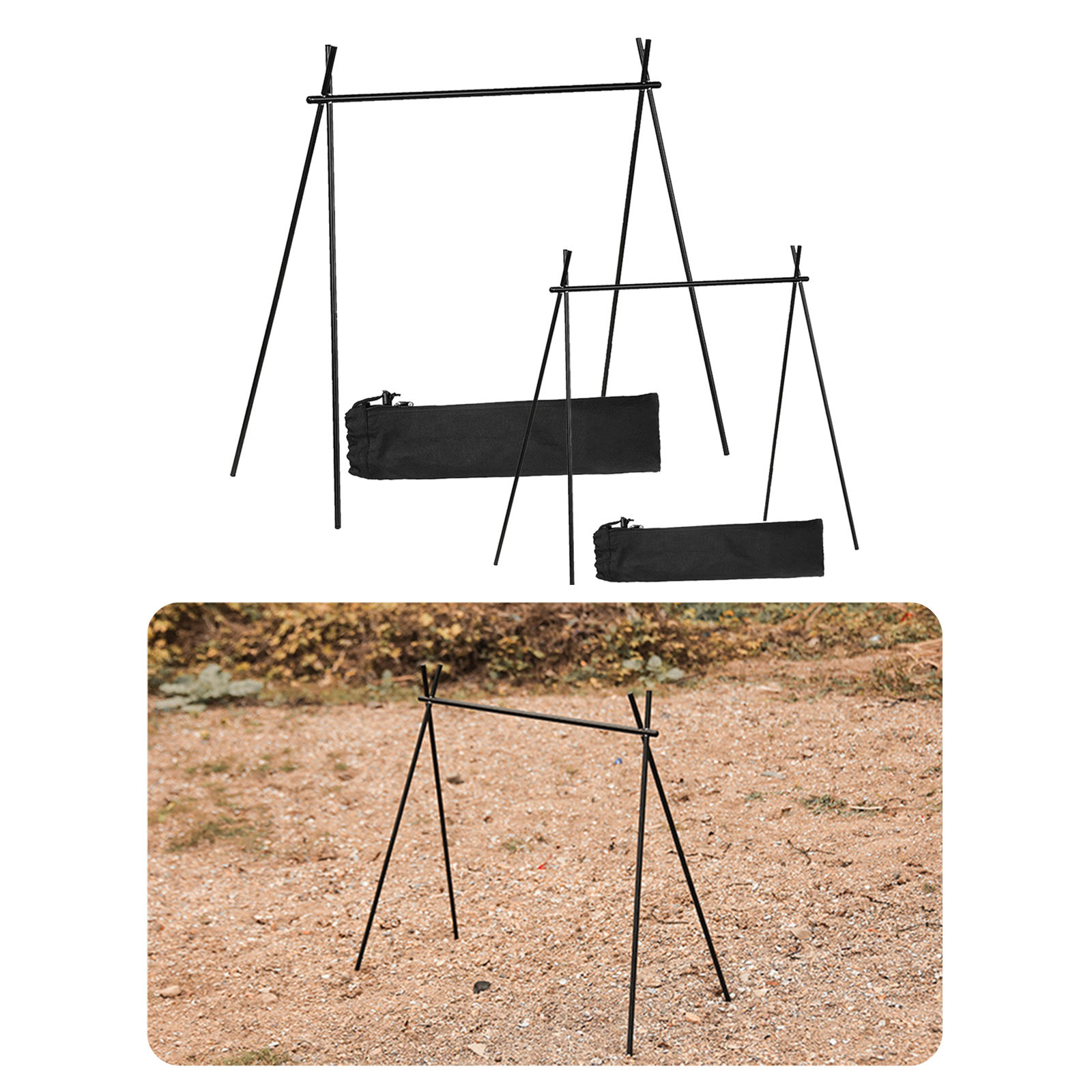 Foldable Camping Trailer Tool Organizer with Storage Bag Tripod Stand for Garden Travel