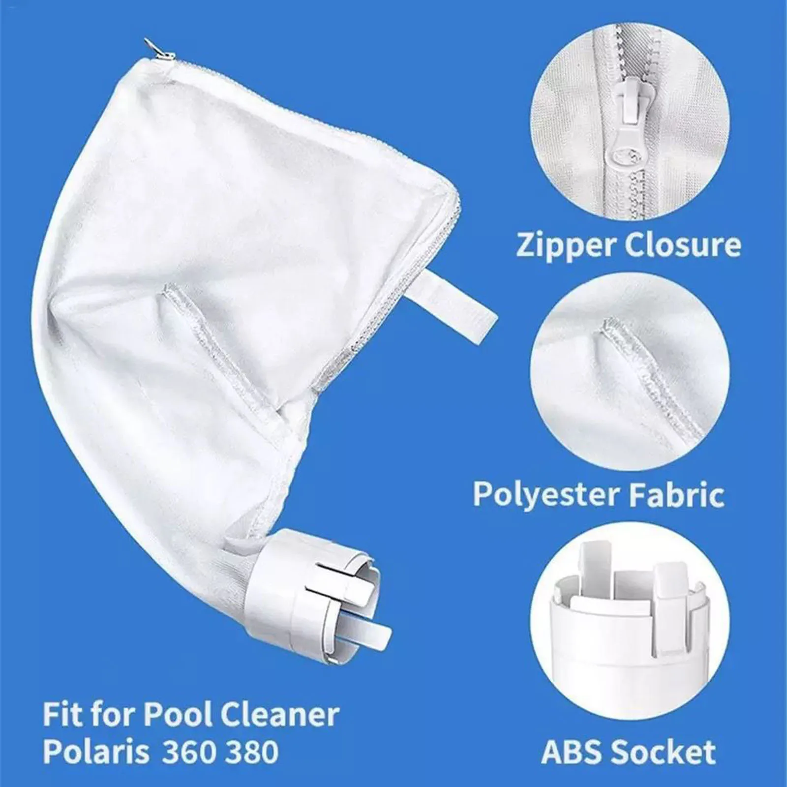 Cleaner Bags Mesh Pool Cleaner Bags Bag Zipper Replacement for Polaris 360 & 380 Pool Cleaner Swimming Pool leaves Clean
