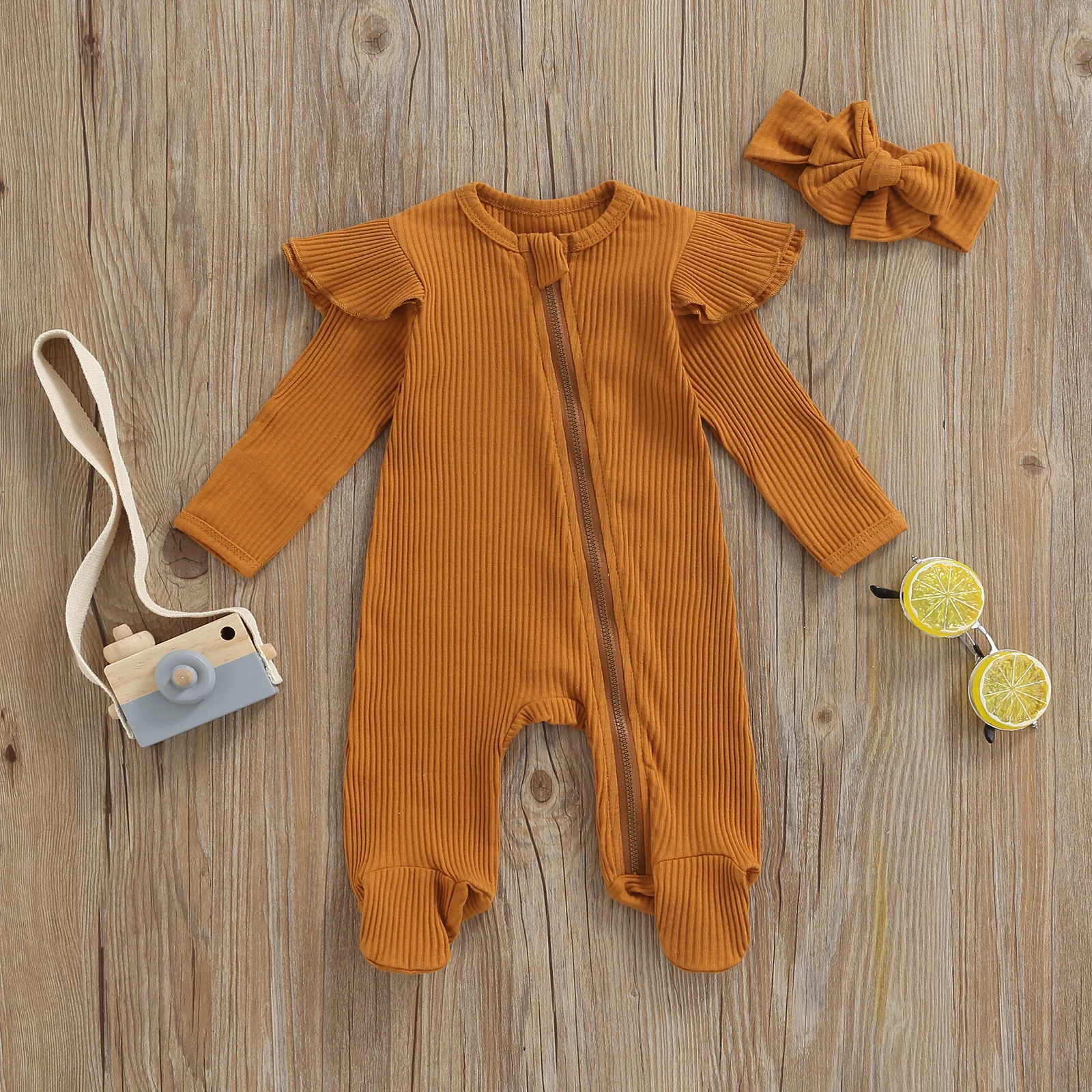 Ma&Baby 0-6M Newborn Infant Baby Girls Jumpsuit Knitted Soft Ruffles Long Sleeve Romper Playsuit Autumn Spring Baby Clothing D35 cute baby bodysuits