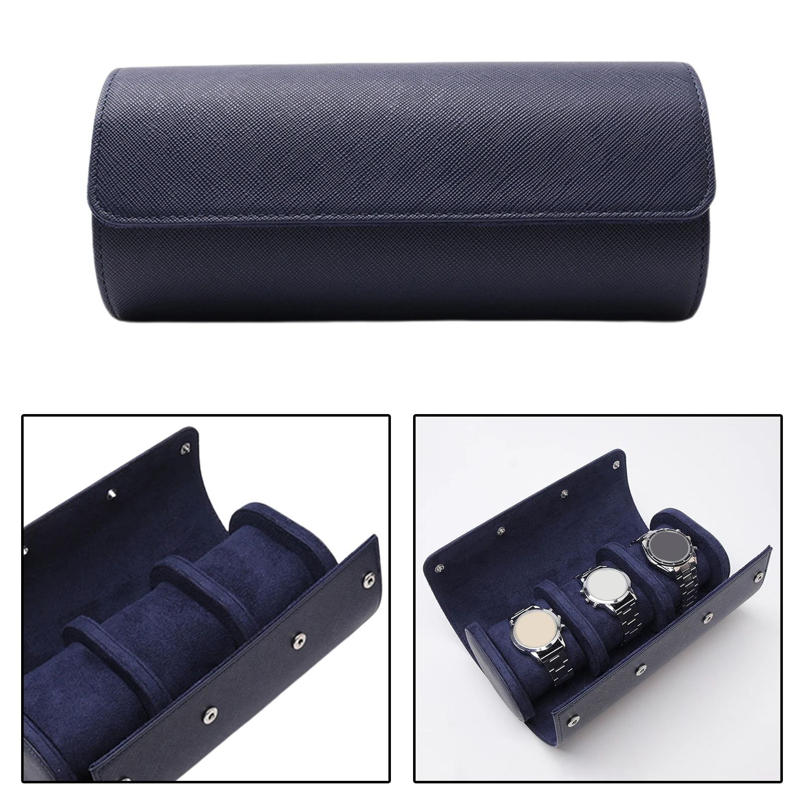 Fashion PU Leather 3 Slots Watch Boxes Watch Roll Travel Case Organizer