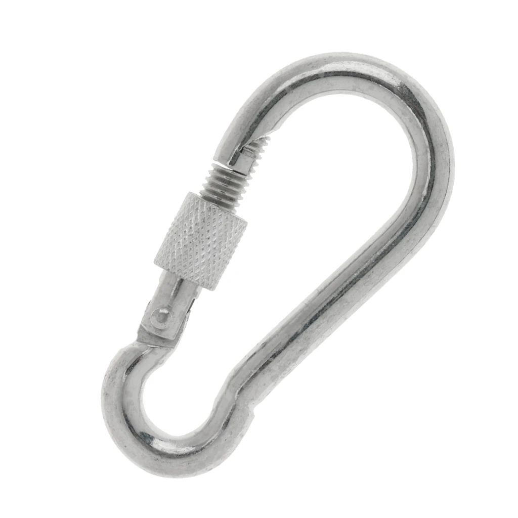 D-Shaped Large Carabiners, Locking Rock Climbing Carabiner Clips, Heavy Duty Caribeaners for Rappelling Swing  Gym