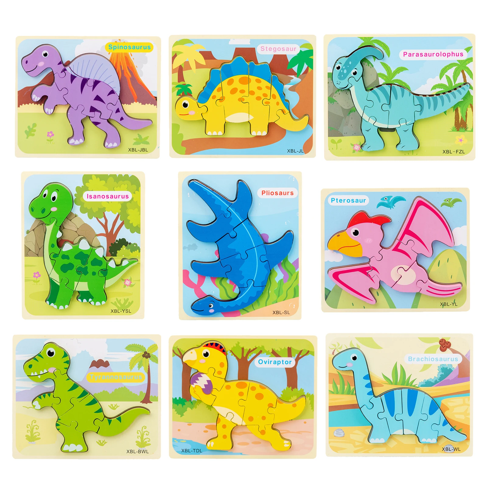 contacto Refrescante etiqueta Rompecabezas de dinosaurios de madera para niños de 1, 2 y 3 años, juguete educativo  de dinosaurios para aprendizaje|Rompecabezas| - AliExpress