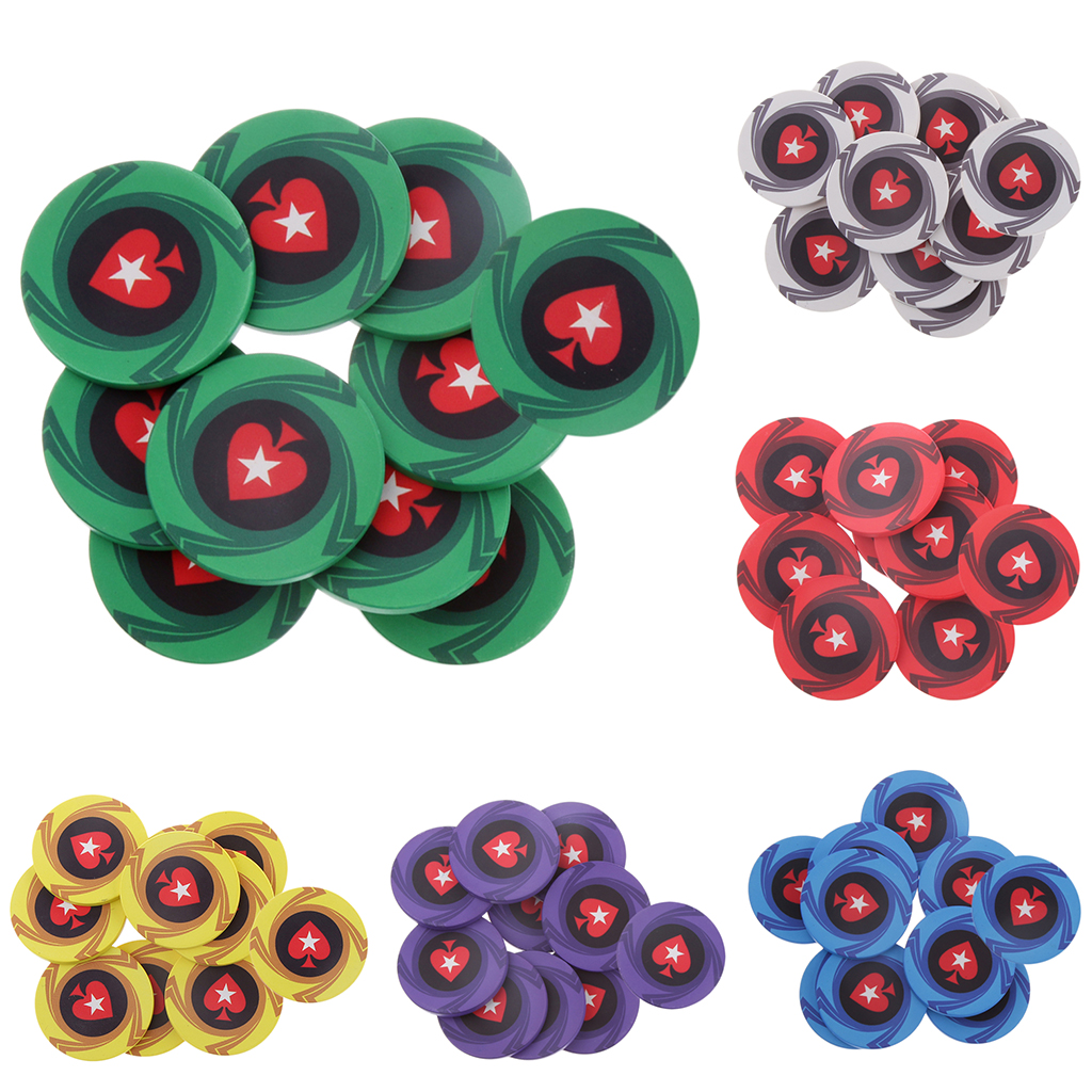 10pcs Heart Ceramic Poker Chips for Mahjong & Texas Poker 10 Colors Choice