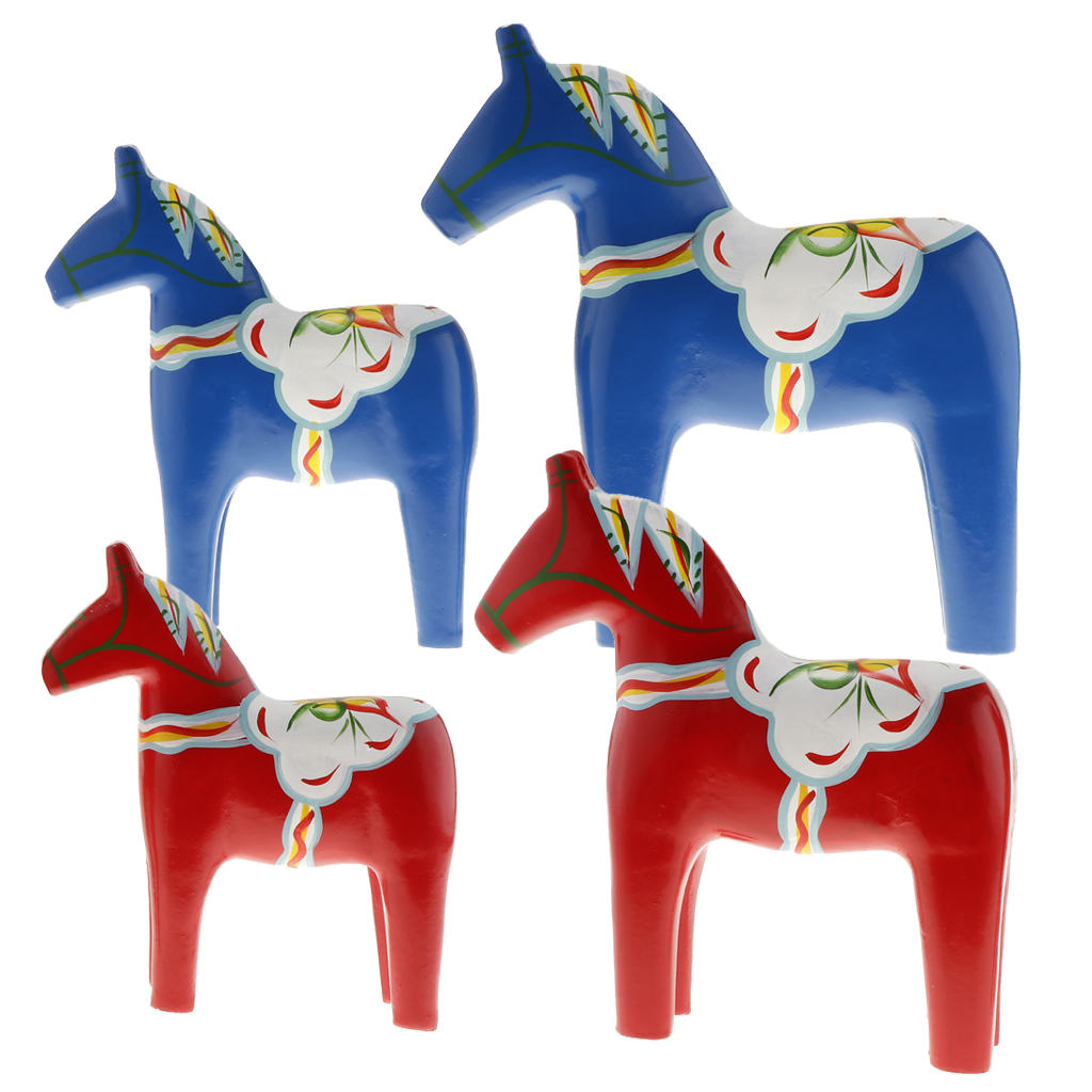 2 Pieces Dala Horse - Swedish Dala Horse Statue - Vintage Unfinished Wooden Horse Figurine Statue 2 Colors Available