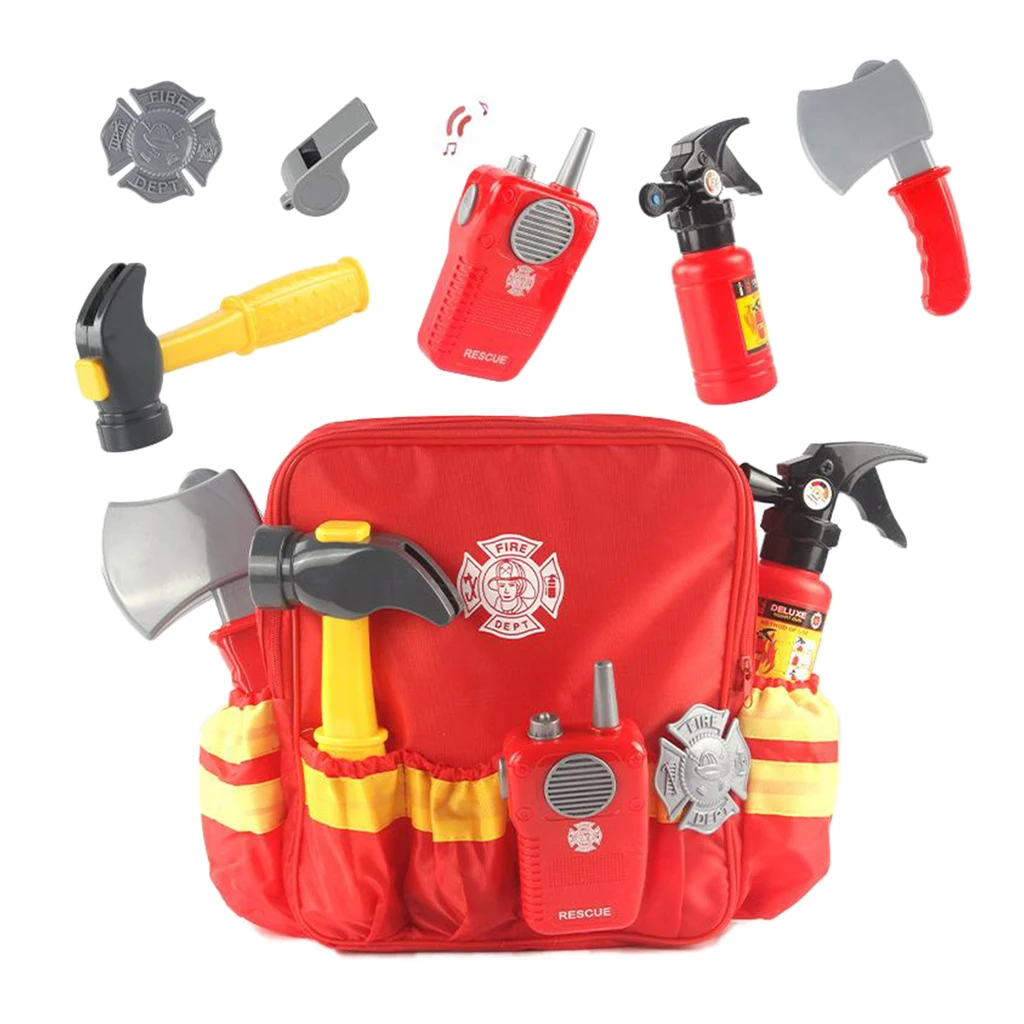 Liberty Imports 7 Pcs Fireman Gear Firefighter Costume Role Play Toy Set for