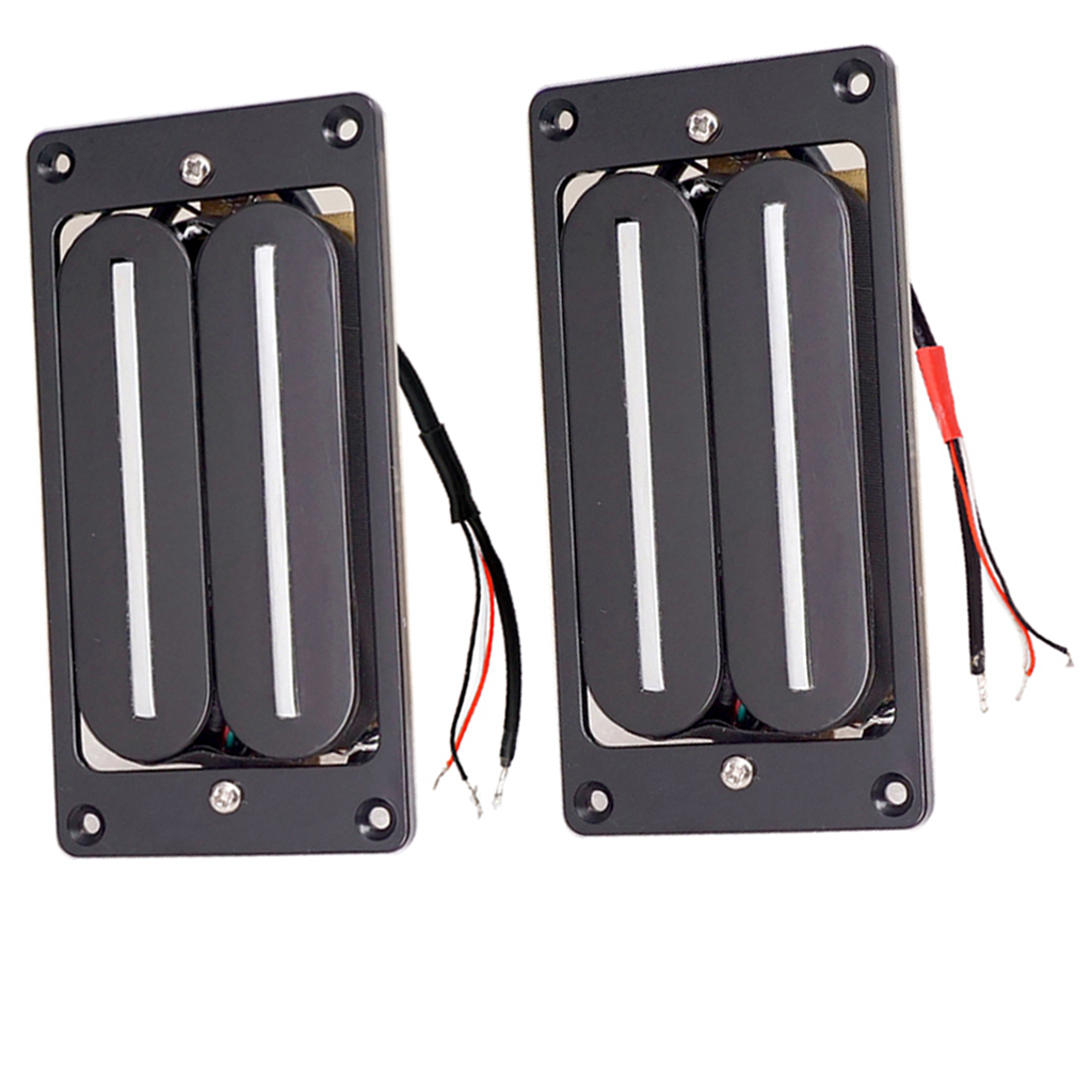 Wired Dual Rail Humbucker Pickup Neck + Bridge Pickups Set for Electric Guitar, Black