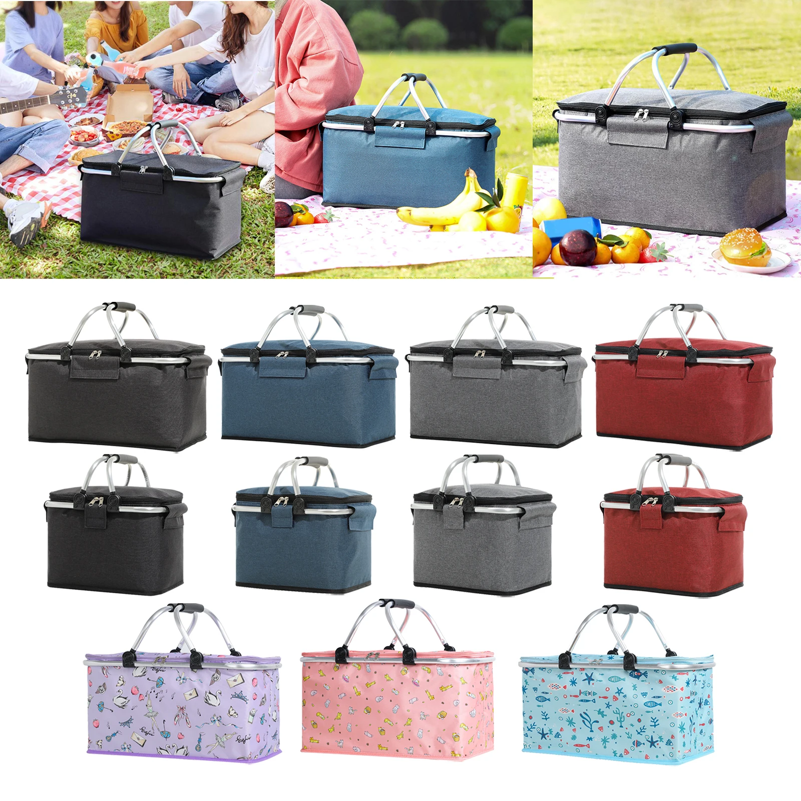Insulated Cooler Picnic Basket for Adult Men Women Folding Container Store