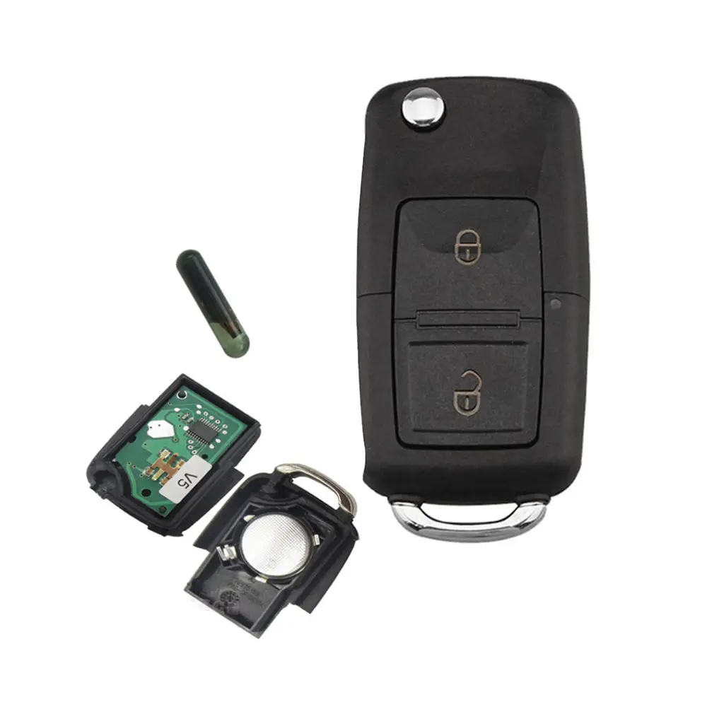 2 Button Smart Remote Key Fob 433Mhz ID48 Chip With Rubber Pad for VW