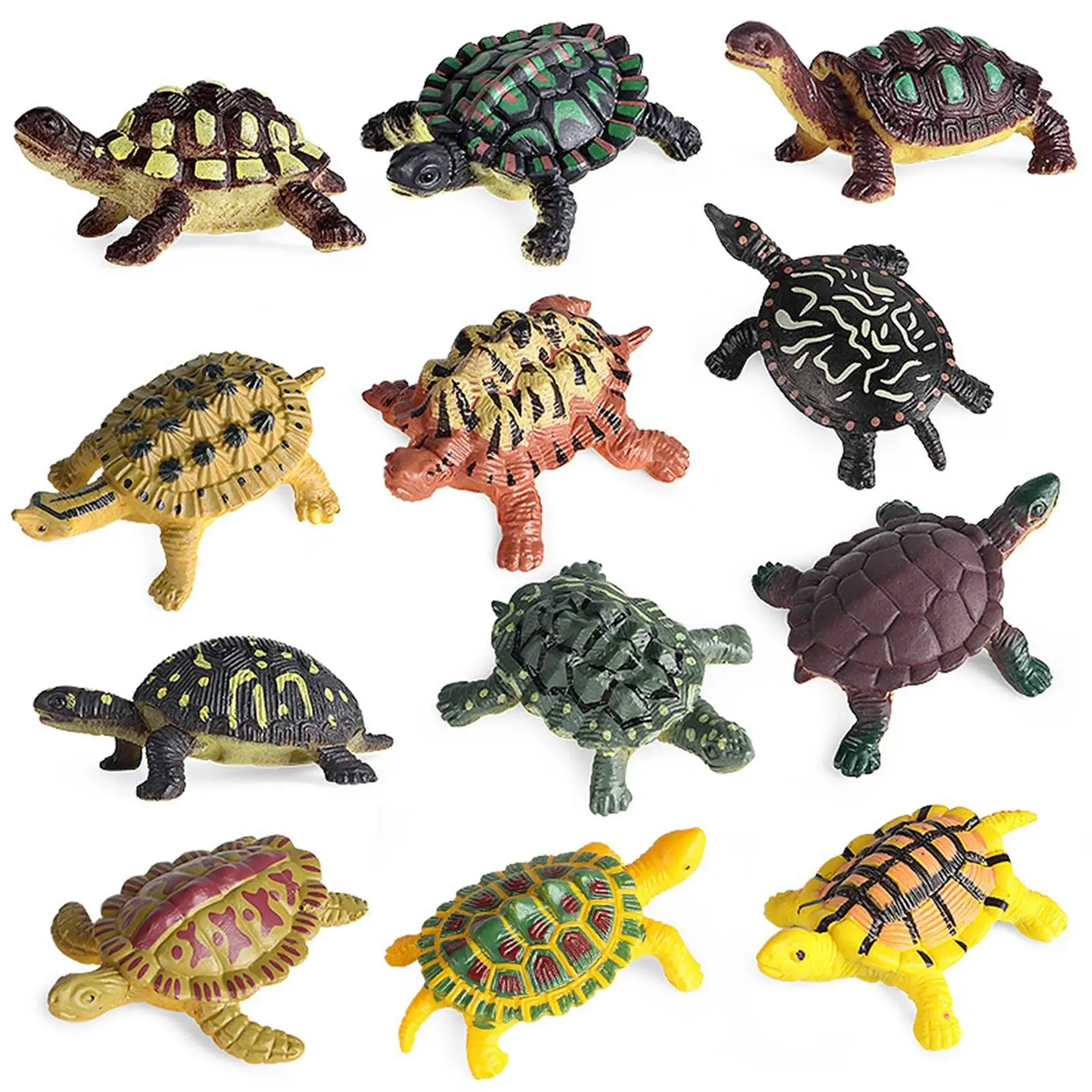 12Pcs Sea Animal Turtle Action Figures Marine Animals Teaching Prop Cognition Toy for Classroom Students