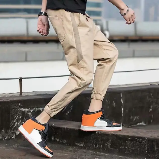 Men New Joggers Pants Fashion Ankle Tie Drawstring Waist Sports