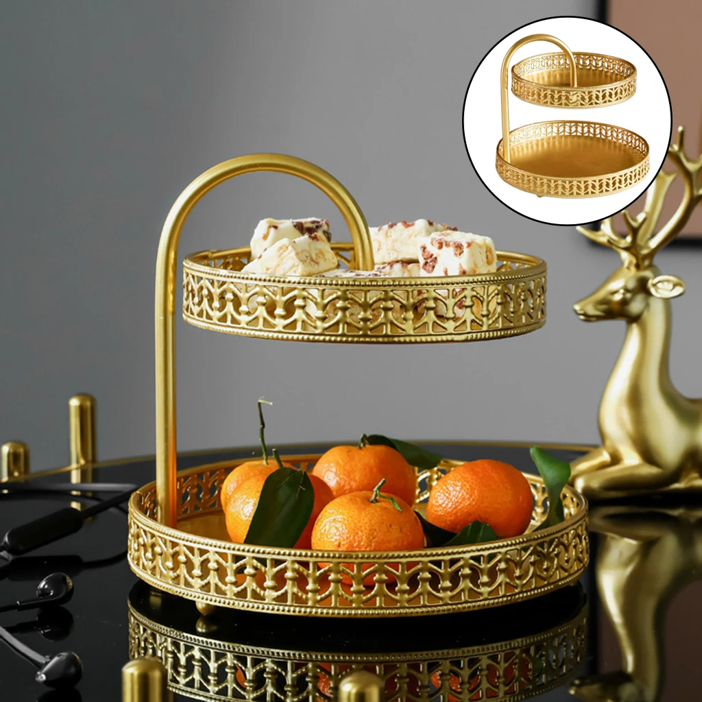 Storage Tray Iron Double Fruit Perfume Plate Texture Dresser Decoration Gift