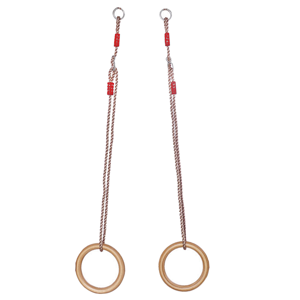 Wooden Strength Training Rings Adjustable Straps Buckles Set Fitness Tool