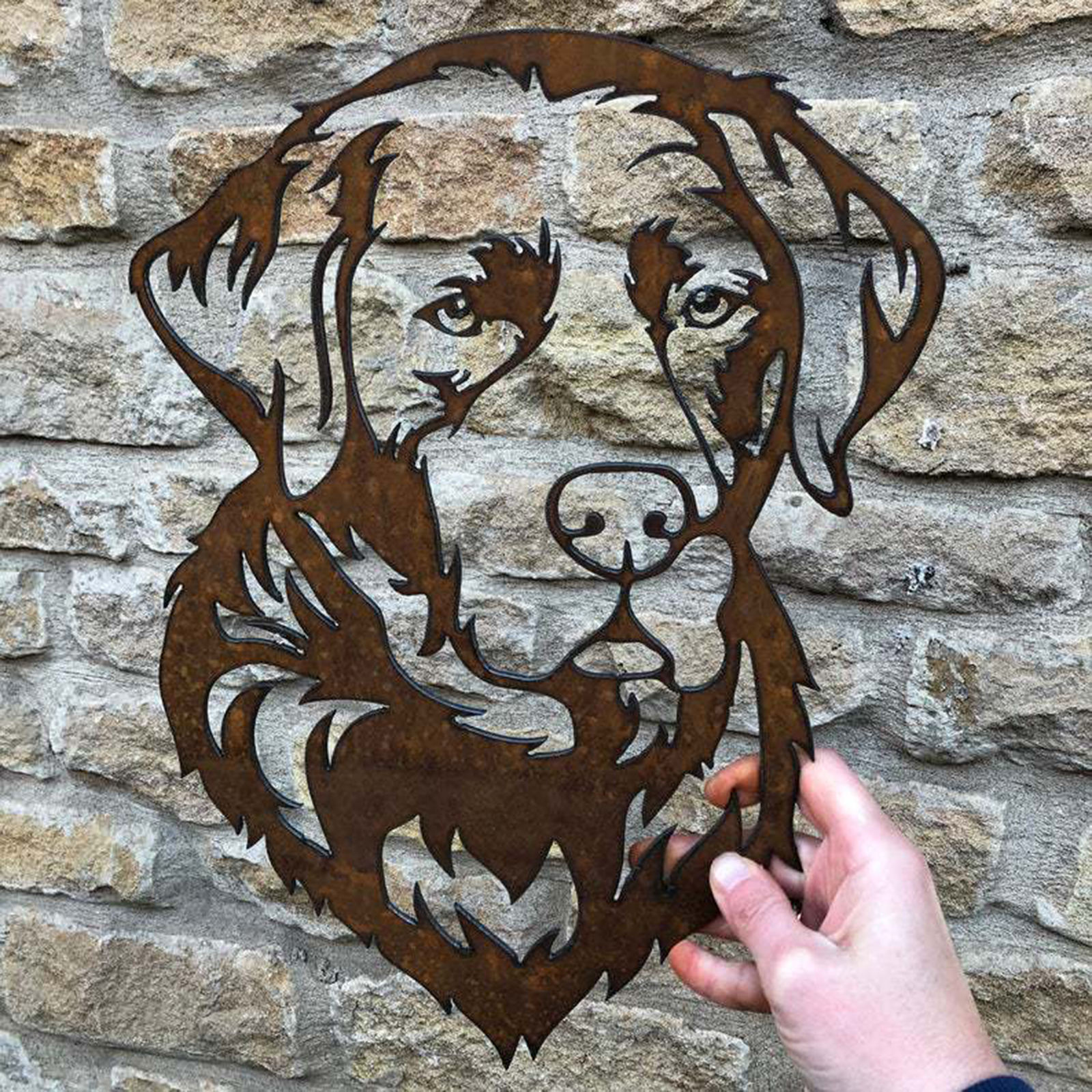 Cute Silhouette Metal Steel Garden Dog Labrador Yard Decor for Wall Fence Courtyard Decorative House Outside Housewarming