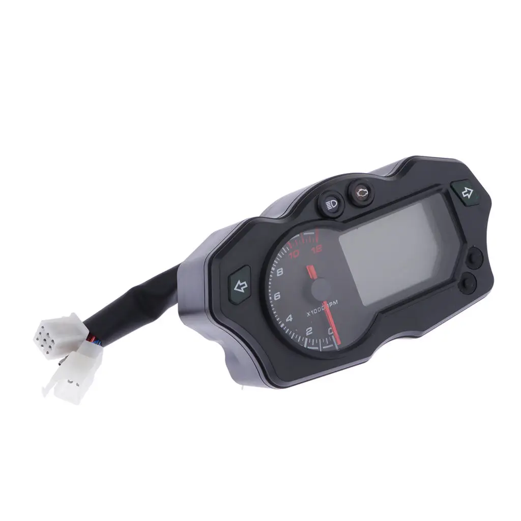 MagiDeal Motorcycle Digital LCD Speedometer Odometer Tachometer Gauges