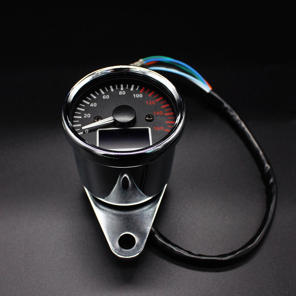 12V Motorbike Chrome LED Speedometer Tachometer Odometer Multifunction Gauge