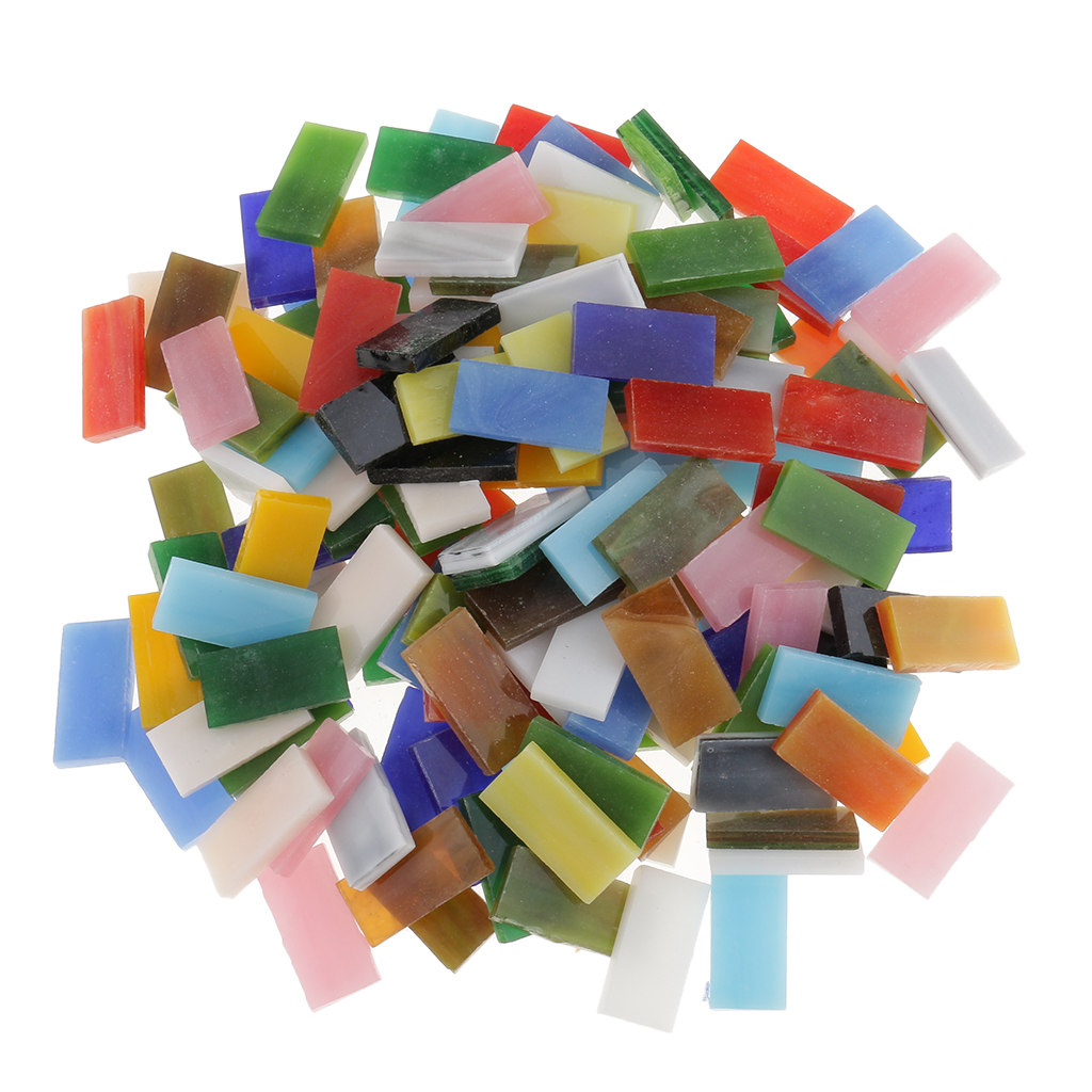 150 Pieces Rectangle Shape Assorted Colors Glass Pieces Mosaic Tiles Tessera for Arts DIY Craft 10x20mm