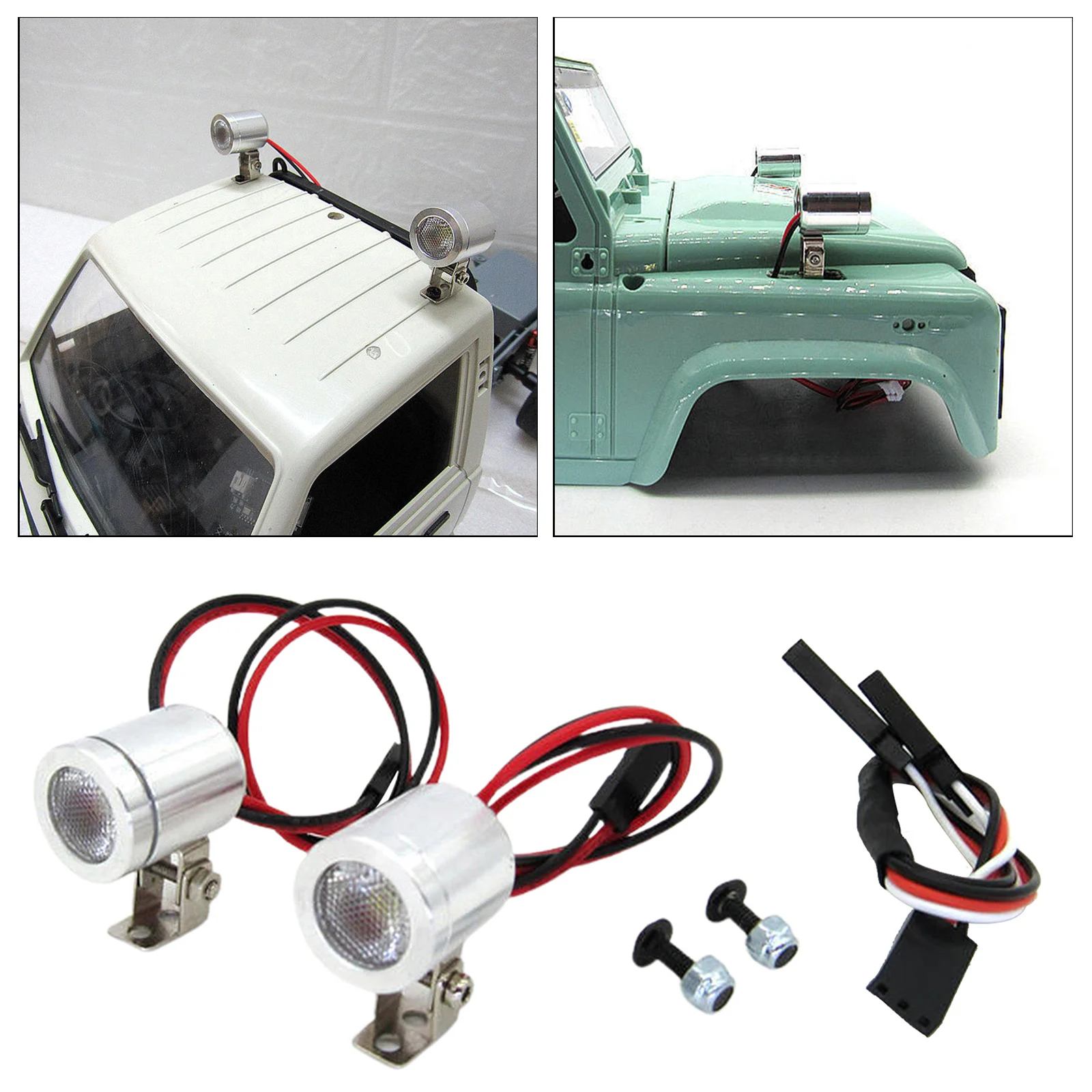 2x RC Spotlights Front Light for MN D90 D91 D99 MN90 WPL D12 B14 Spare Parts