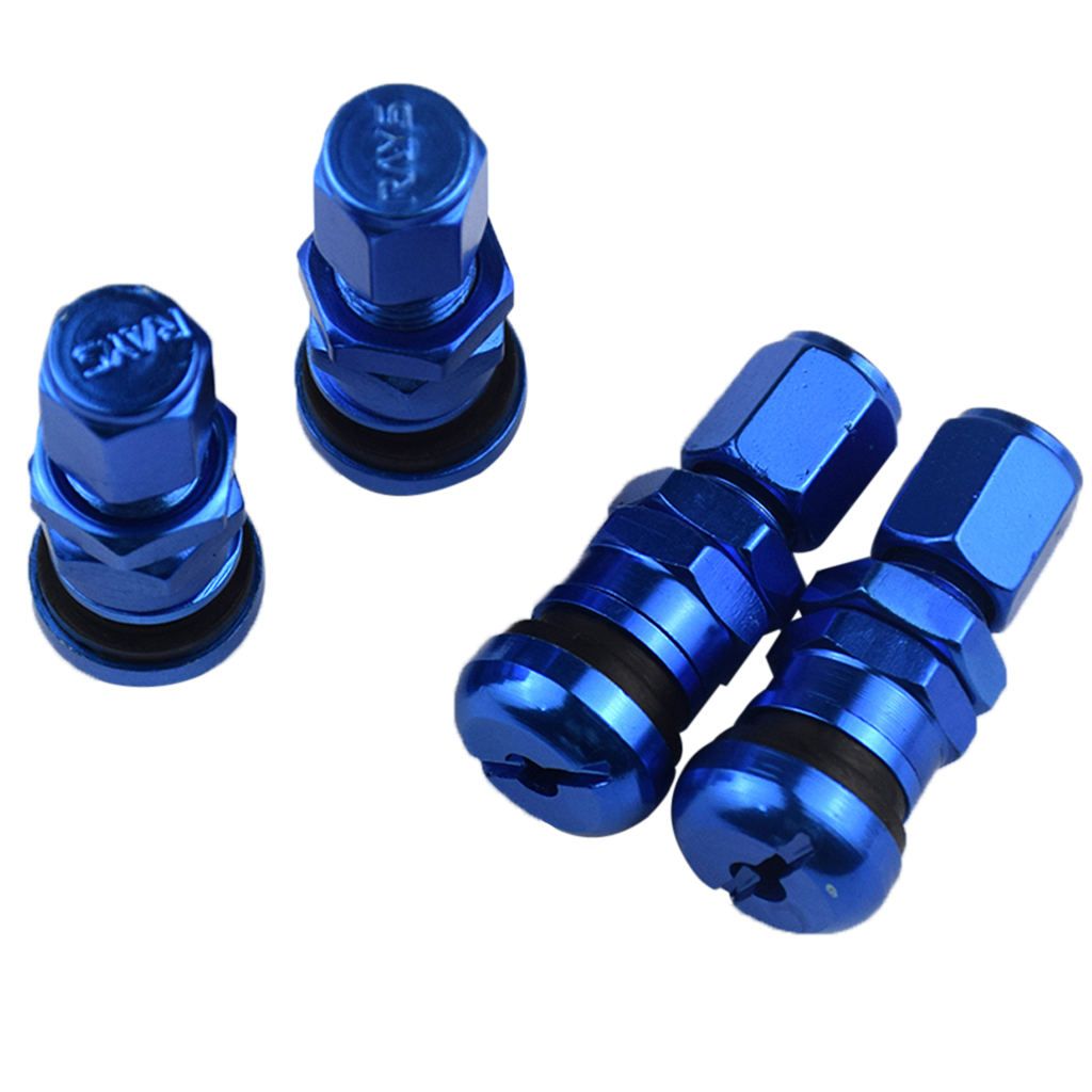 Blue Tubeless Adapter In Wheel Rim Tire Valve Stem  Cover 4 Pcs for Car