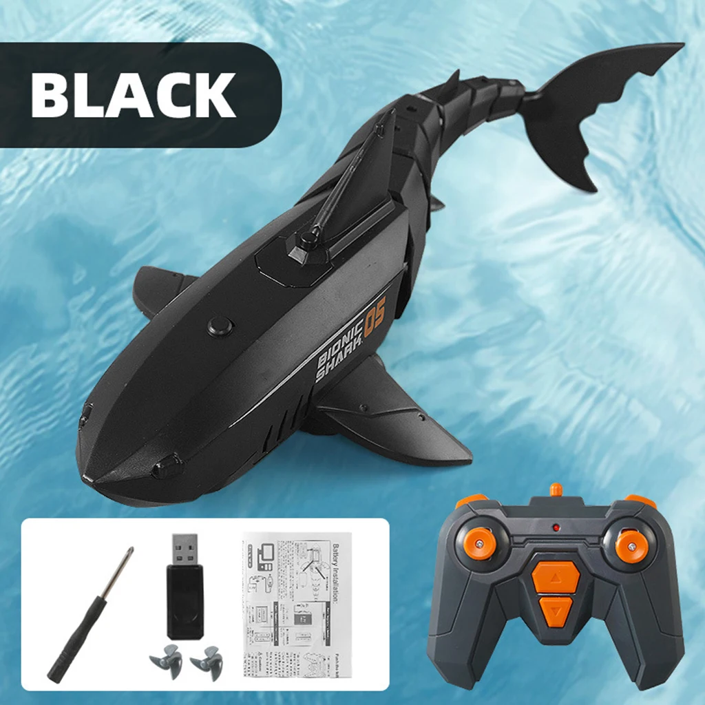 RC Shark Toys Electric Waterproof Shark Toys for Pond Pool Party Decor Black