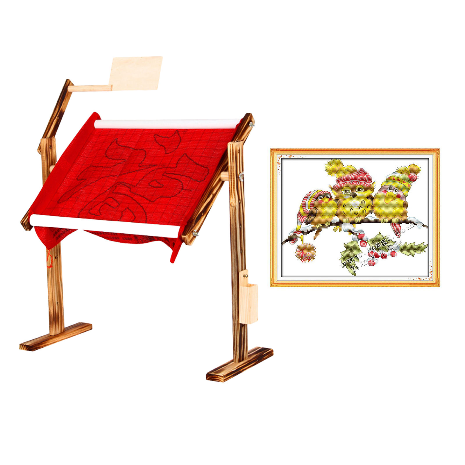 Needlework Table Lap Hands-Free Stand with Adjustable Frame Made of Natural Wood Tapestry Cross Stitch Embroidery Frame Holder